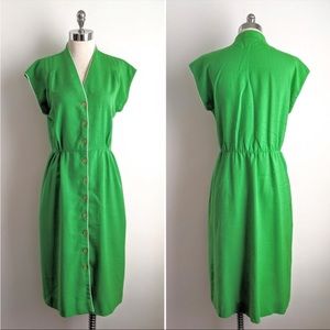 vintage 60's button front midi shirt dress
